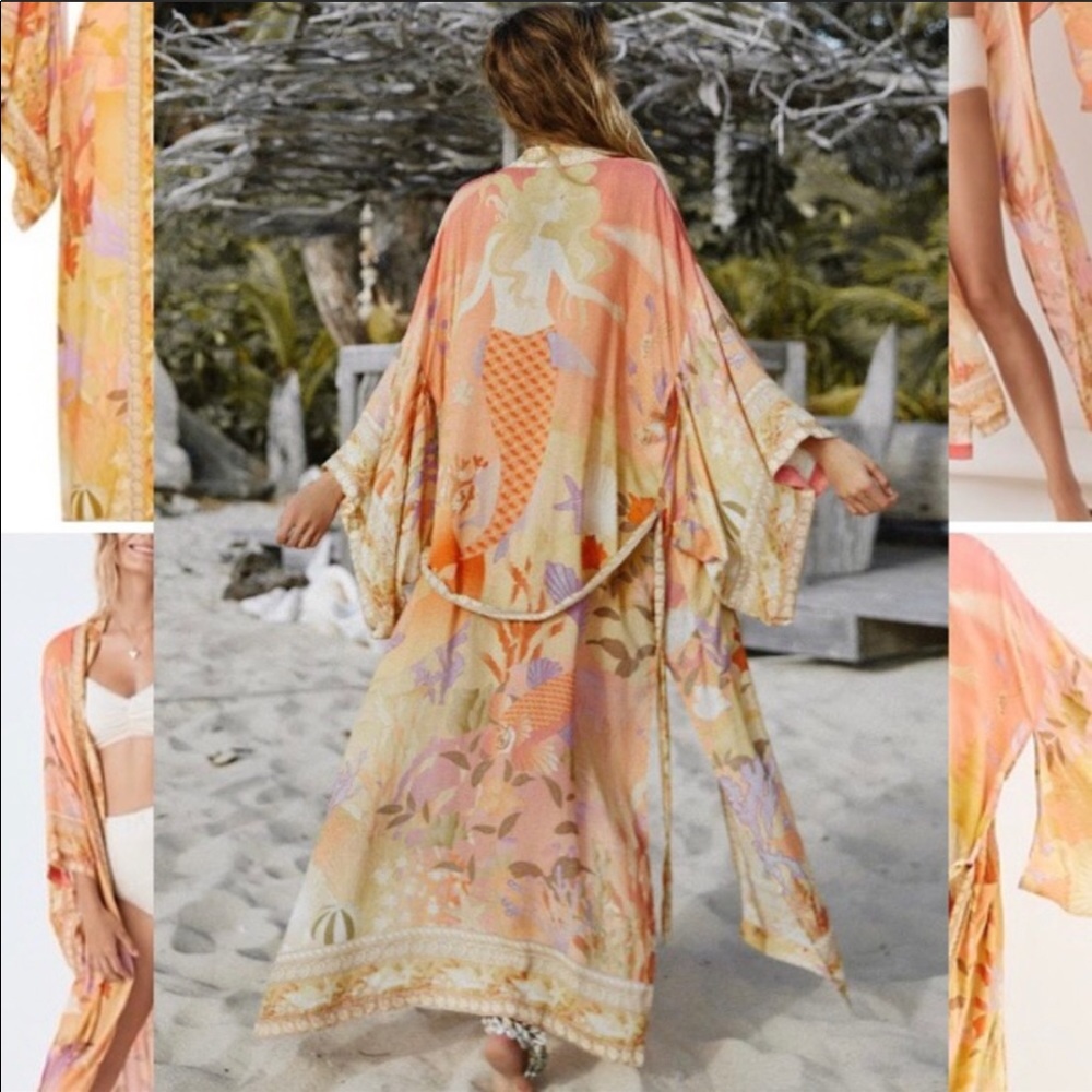 Boho Mermaid Kimono Duster, Under The Sea Maxi Beach Kimono - Picture 4 of 13